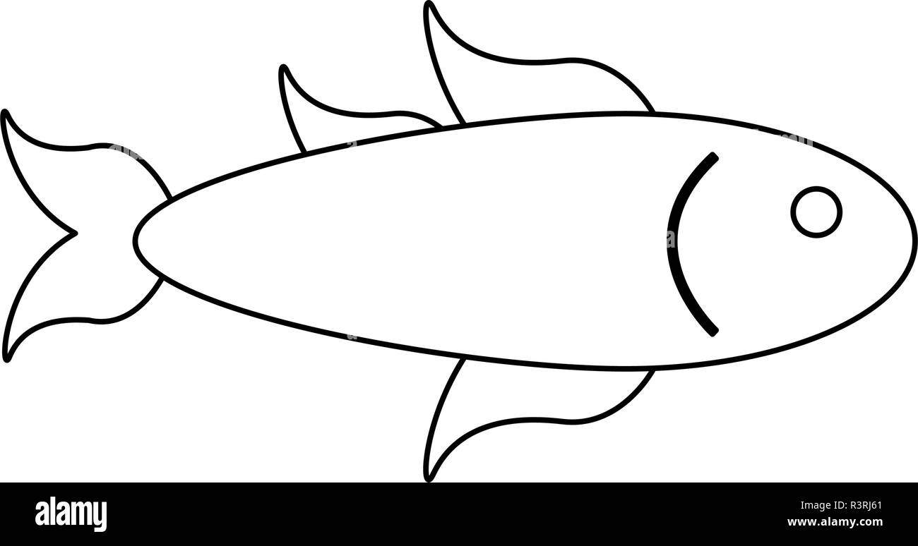 Fish seafood cartoon in black and white Stock Vector Image & Art - Alamy