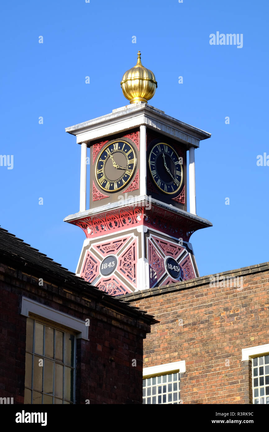 Clock on the Warehouse at Coalbrookdale Ironworks, Shropshire, UK Stock