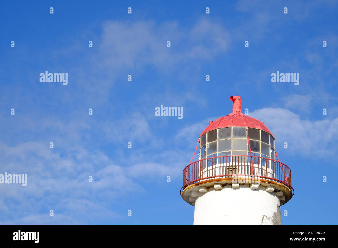 old lighthouse on Talacre beach at point of Ayr, Flintshire, North Wales Stock Photo