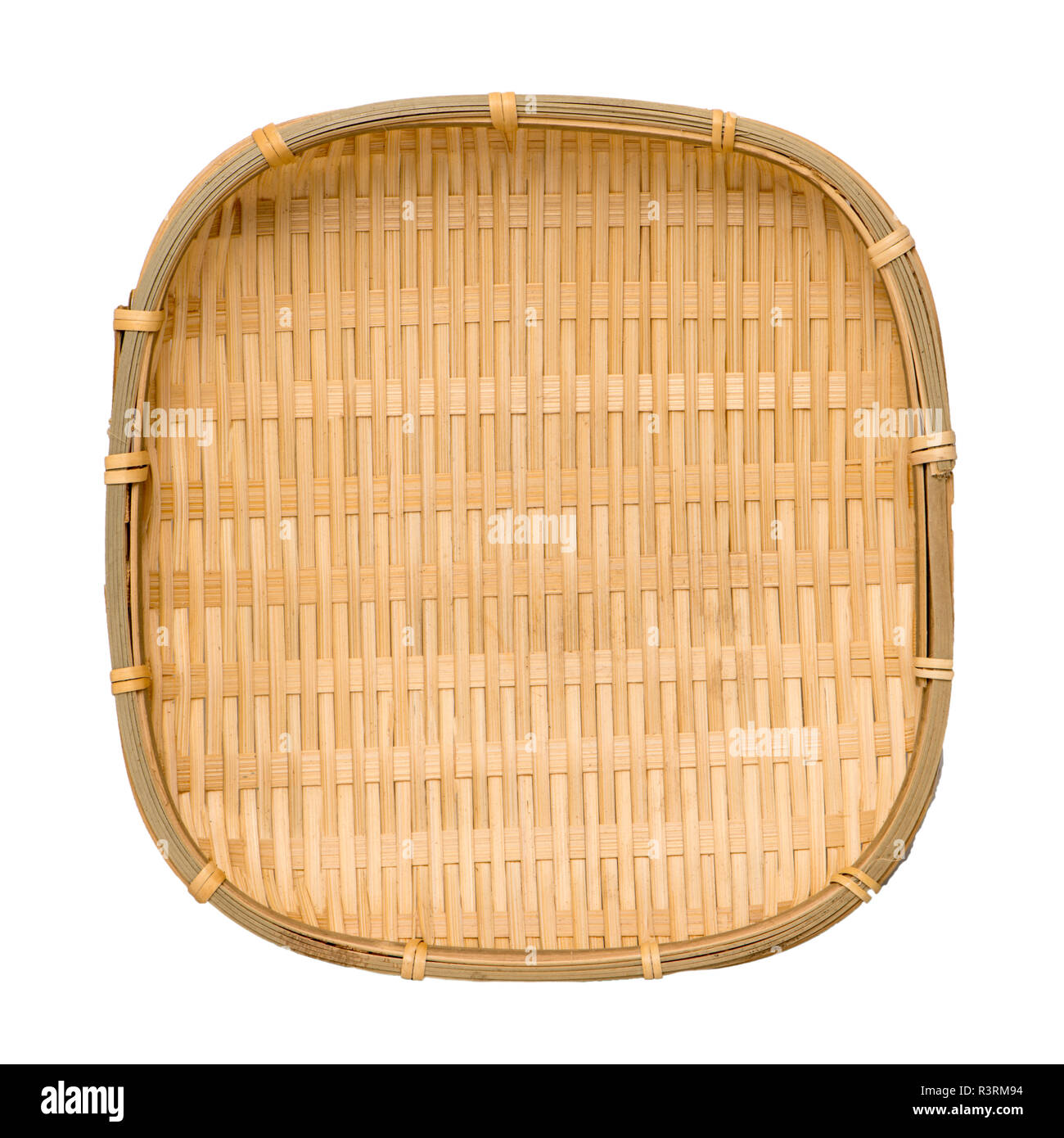 Wicker Basket Isolated on White Top View Stock Photo