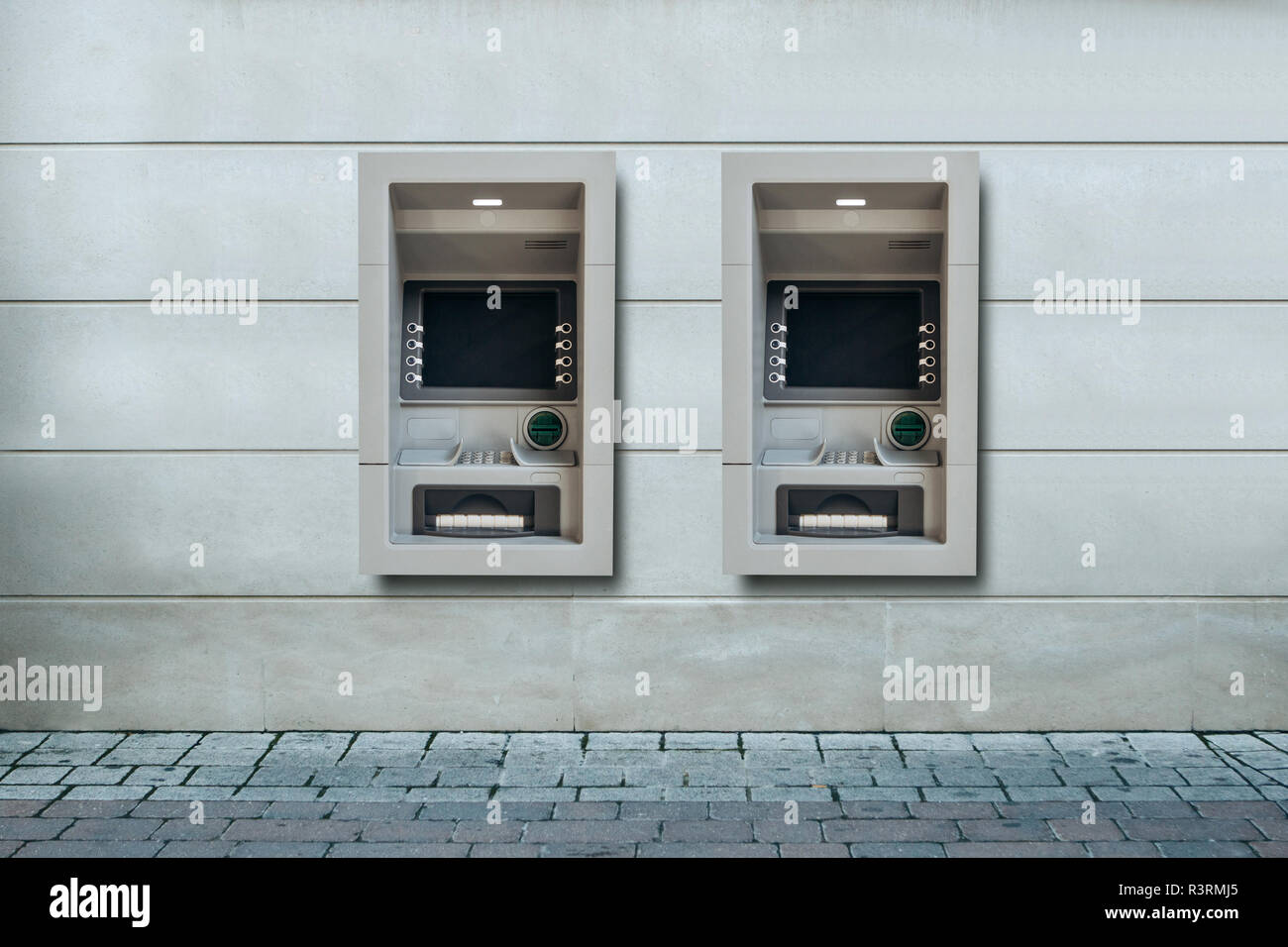 Modern street ATMs for withdrawal of money and other financial transactions. Stock Photo
