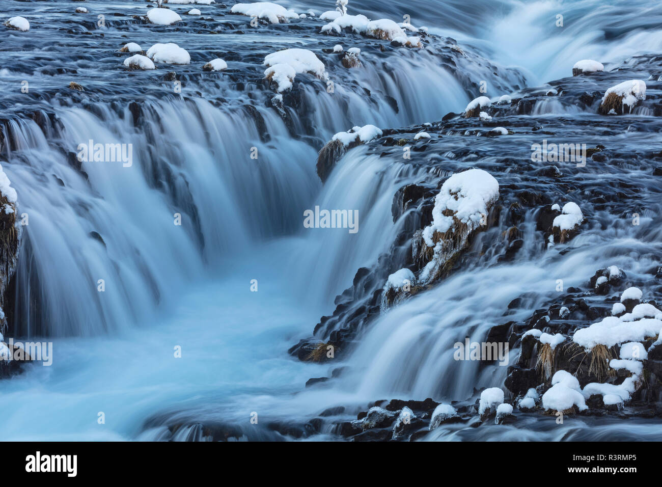 Bruarfoss waterfall in winter in southwestern Iceland Stock Photo