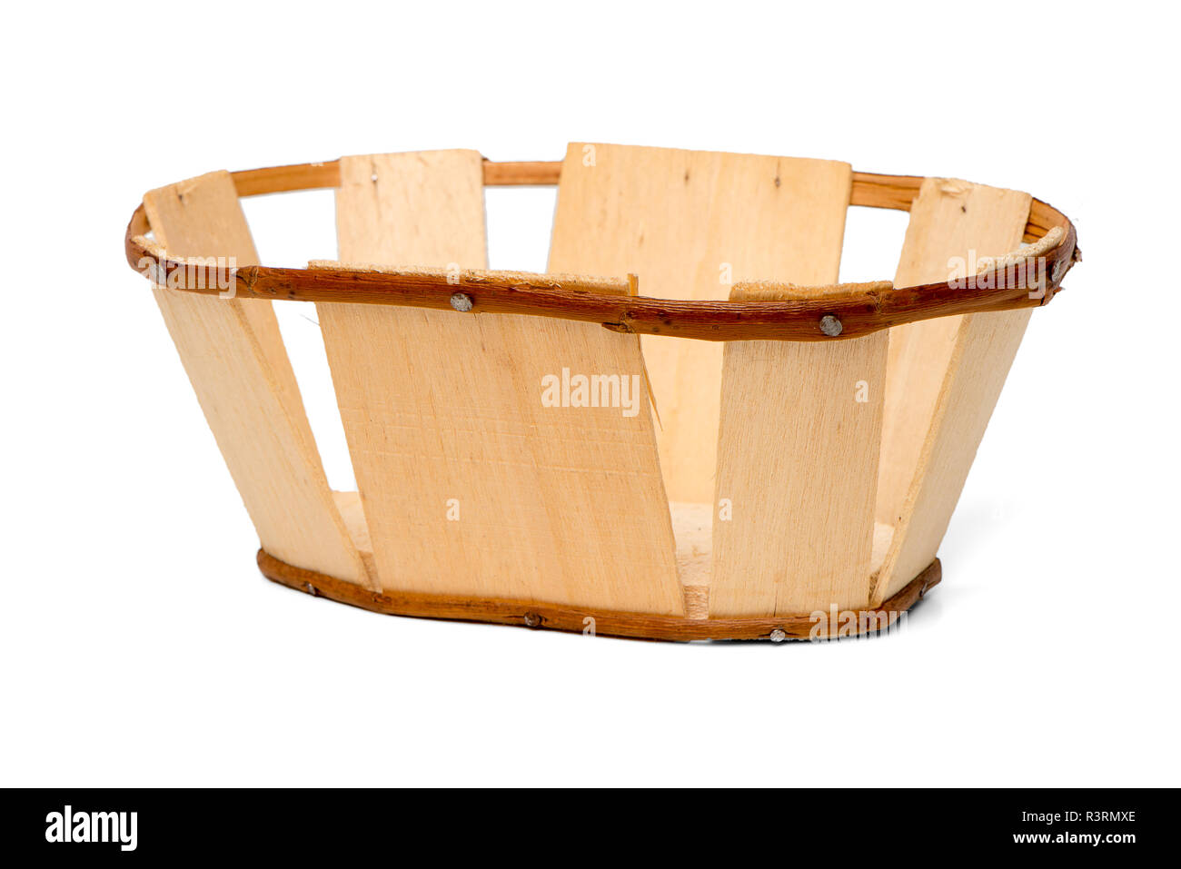 Wicker Basket Isolated on White Top View Stock Photo