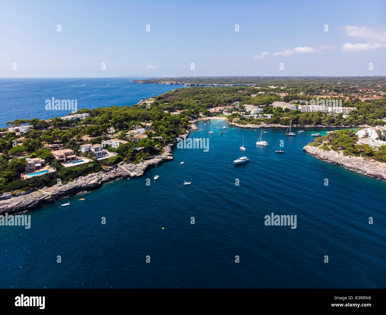 Spain, Balearic Islands, Mallorca, Region Cala d'Or, Coast of Porto Petro Stock Photo