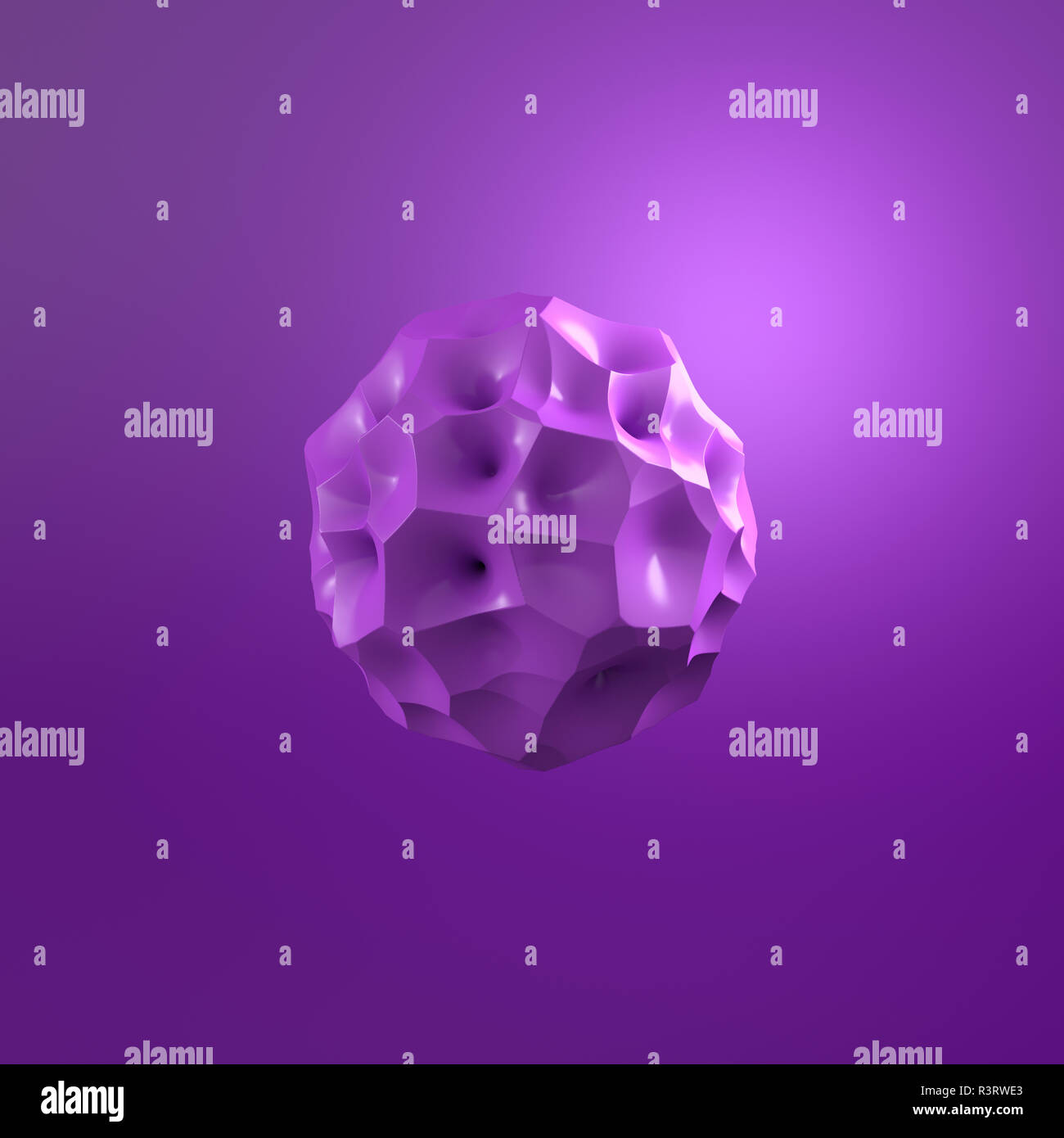 3D Rendering, Purple molecule against purple background Stock Photo