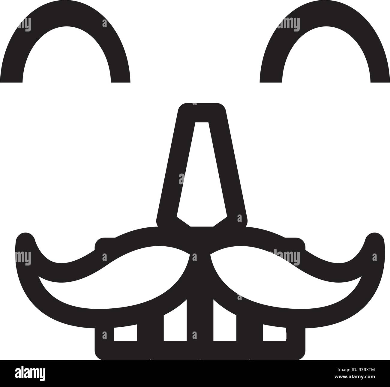 Face of nutcracker with mustache over white background, vector