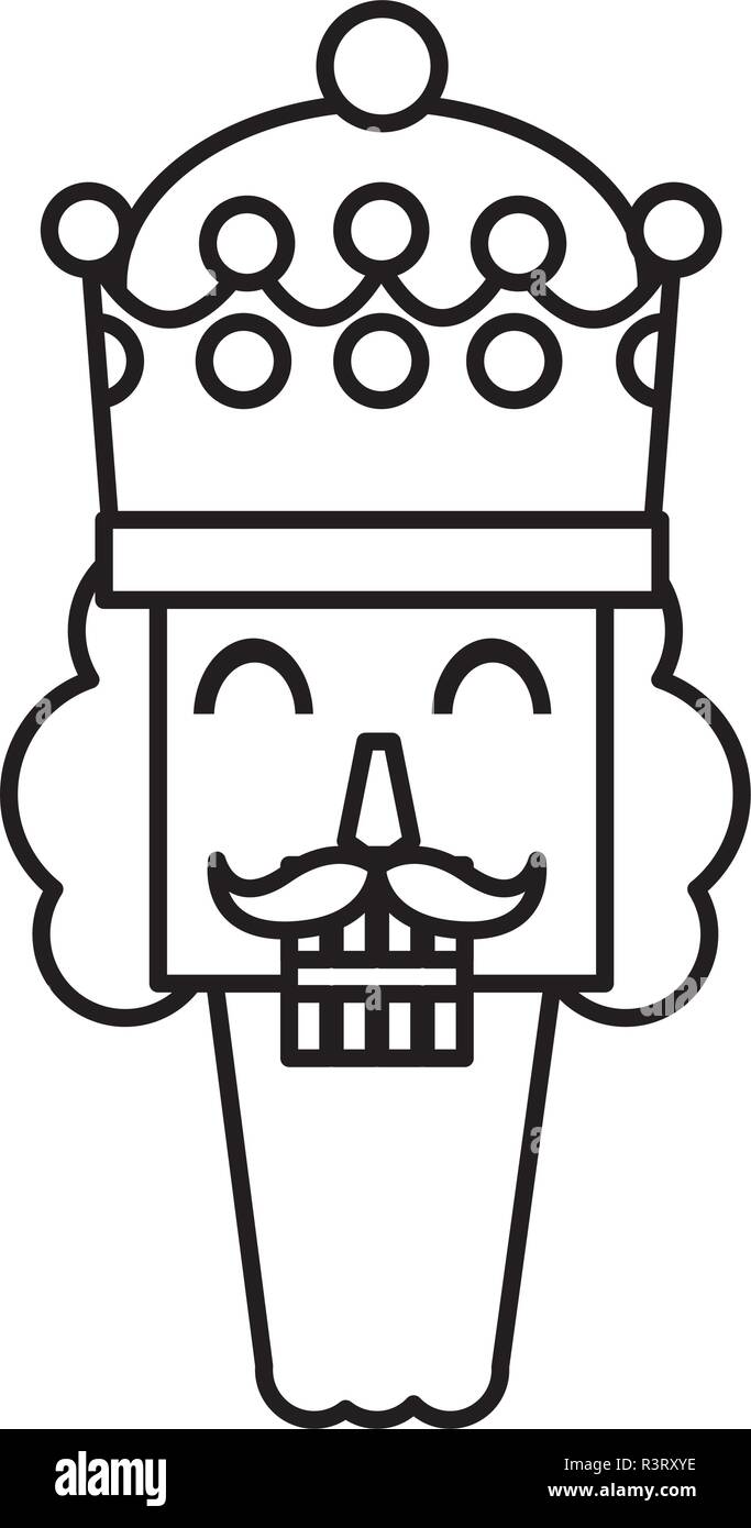 Christmas nutcracker face icon over white background, vector illustration Stock Vector