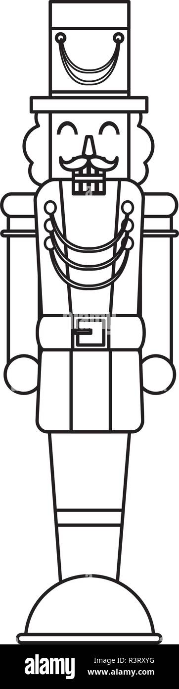 nutcracker toy icon over white background, vector illustration Stock Vector