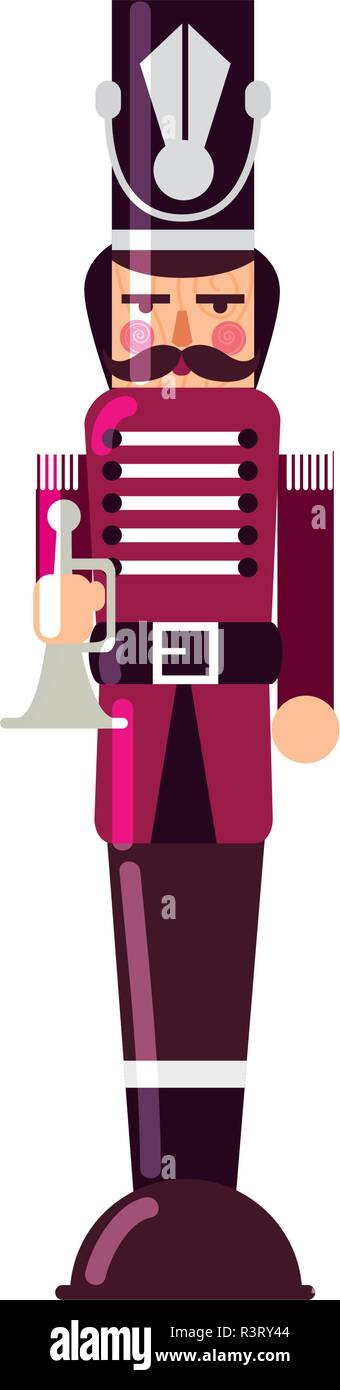 nutcracker toy icon over white background, vector illustration Stock Vector