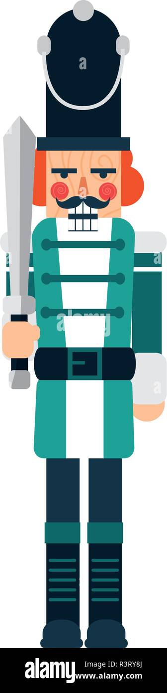 nutcracker toy icon over white background, vector illustration Stock Vector