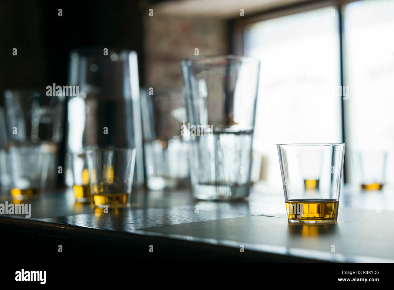 Ireland, Dublin, Smithfield, Irish whisky tasting glasses Stock Photo