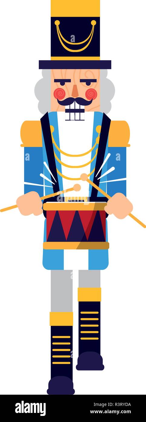 nutcracker toy icon over white background, vector illustration Stock Vector