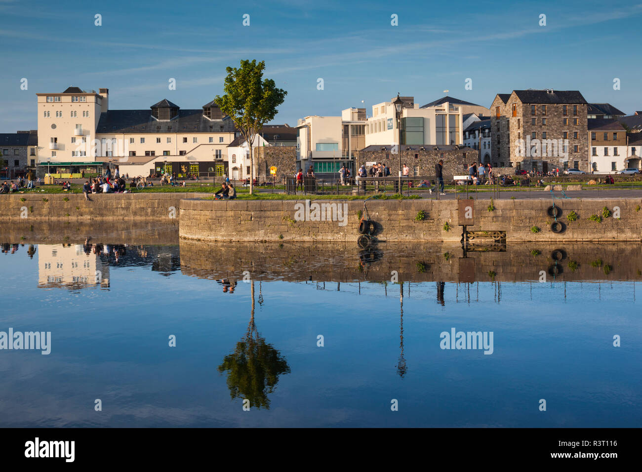 Ireland, County Galway, Galway City, River Corrib reflection at the