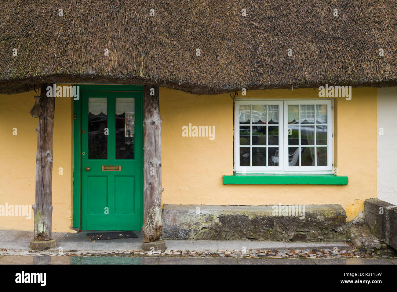Ireland, County Limerick, Adare, Ireland's prettiest village, cottage details Stock Photo