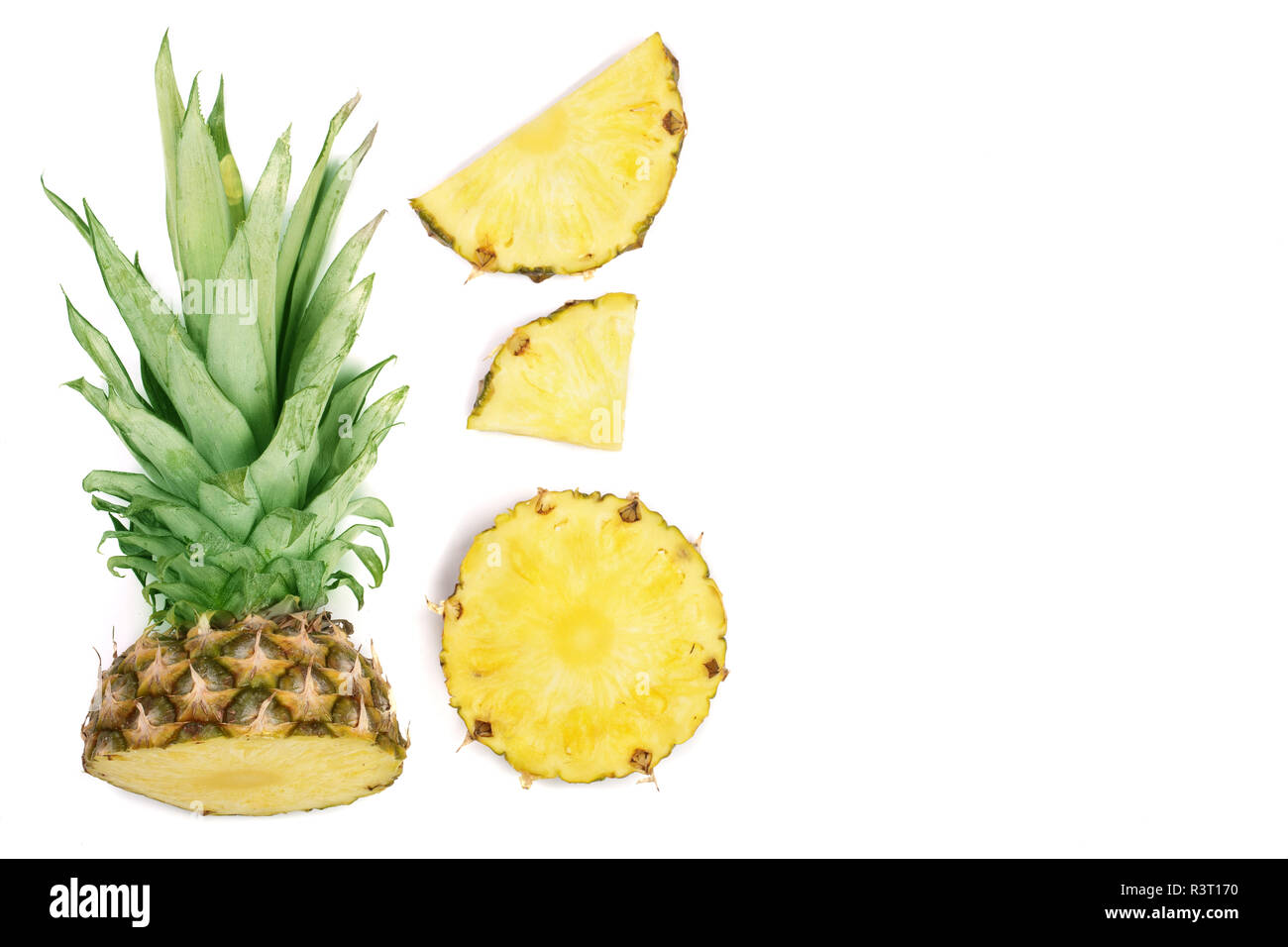 Sliced pineapple isolated on white background with copy space for your ...