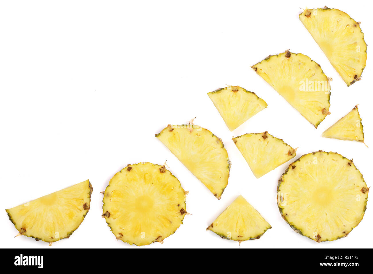 Sliced pineapple isolated on white background with copy space for your ...