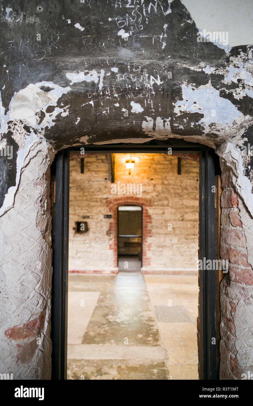 Ireland, County Cork, Cork City, Cork City Gaol, jail museum, prison cell interior Stock Photo