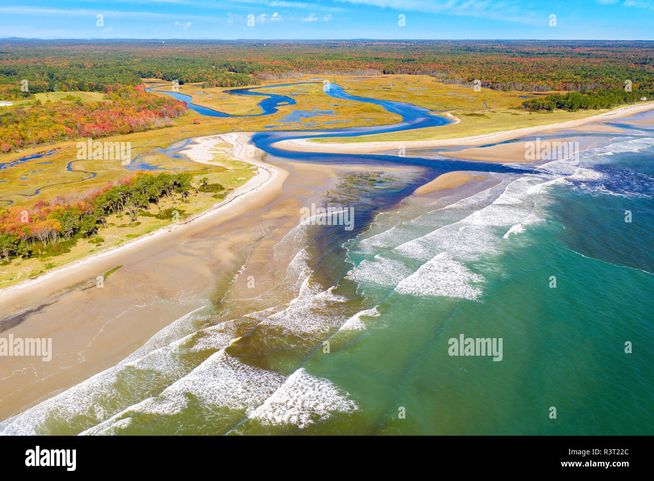 Aerial view of Little River estuary Stock Photo
