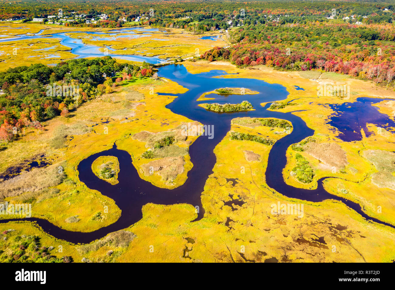 Aerial view of Little River estuary Stock Photo