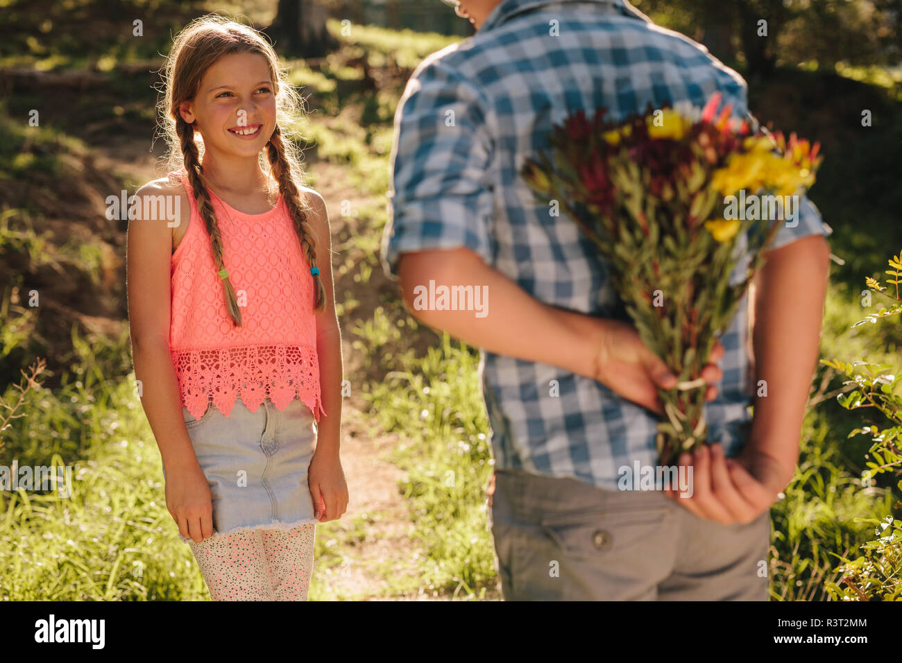 Boy expressing love girlfriend in hi-res stock photography and ...