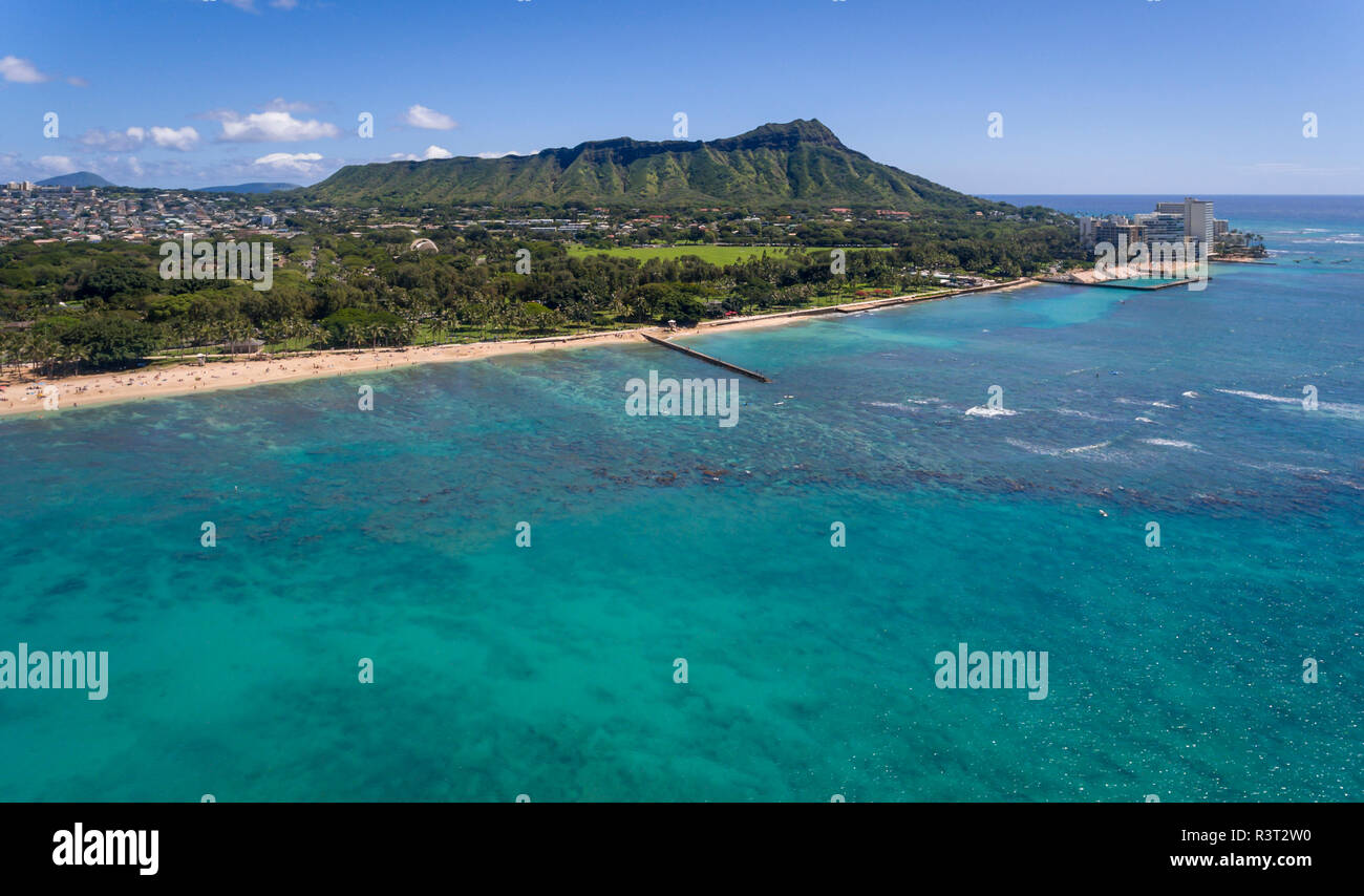 Aerial view of Diamond Head in Honolulu Hawaii Stock Photo Alamy