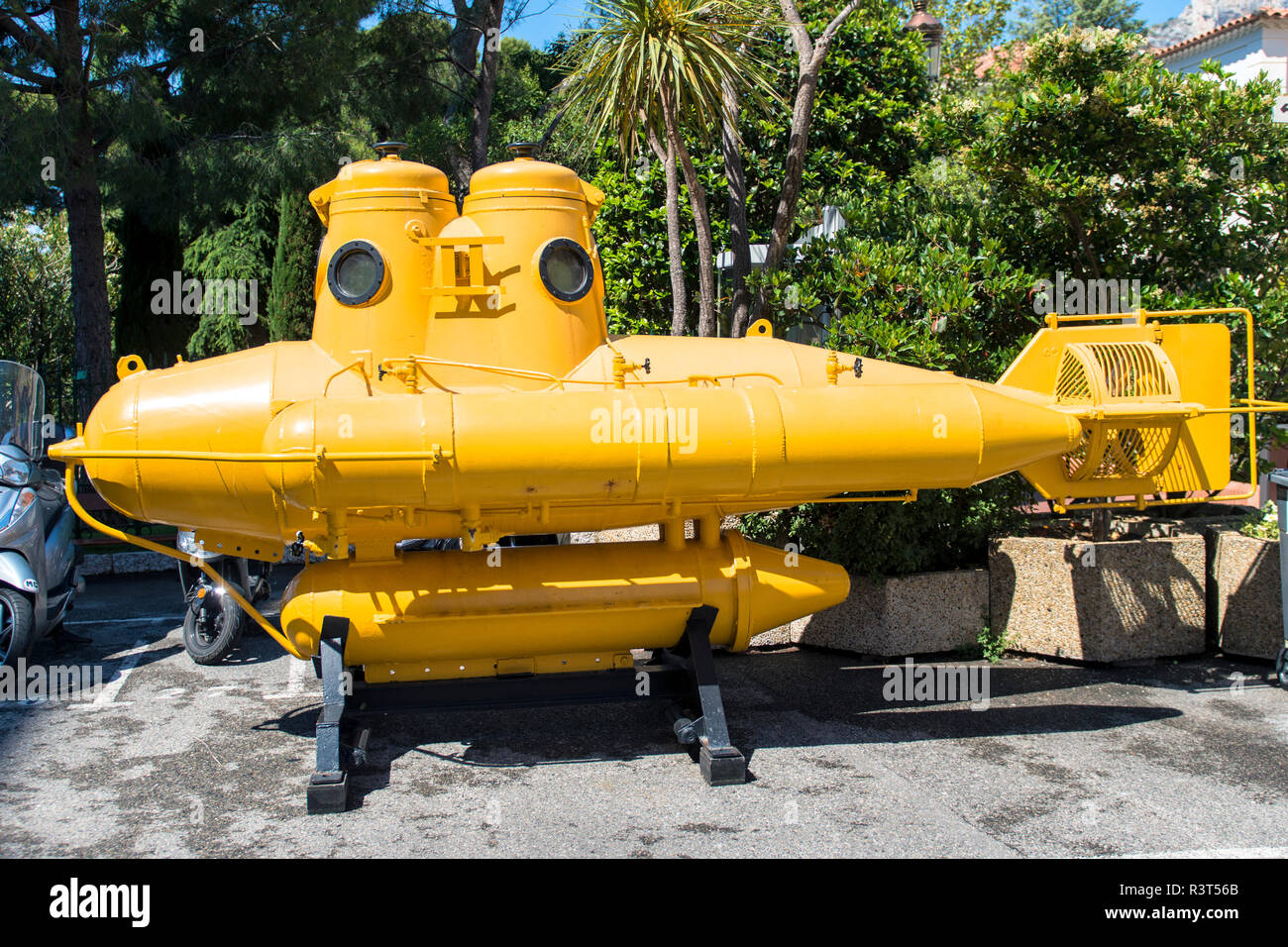 Jacques Cousteau's yellow submarine, Oceanographic Institute, Monaco, Cote d'Azur Stock Photo