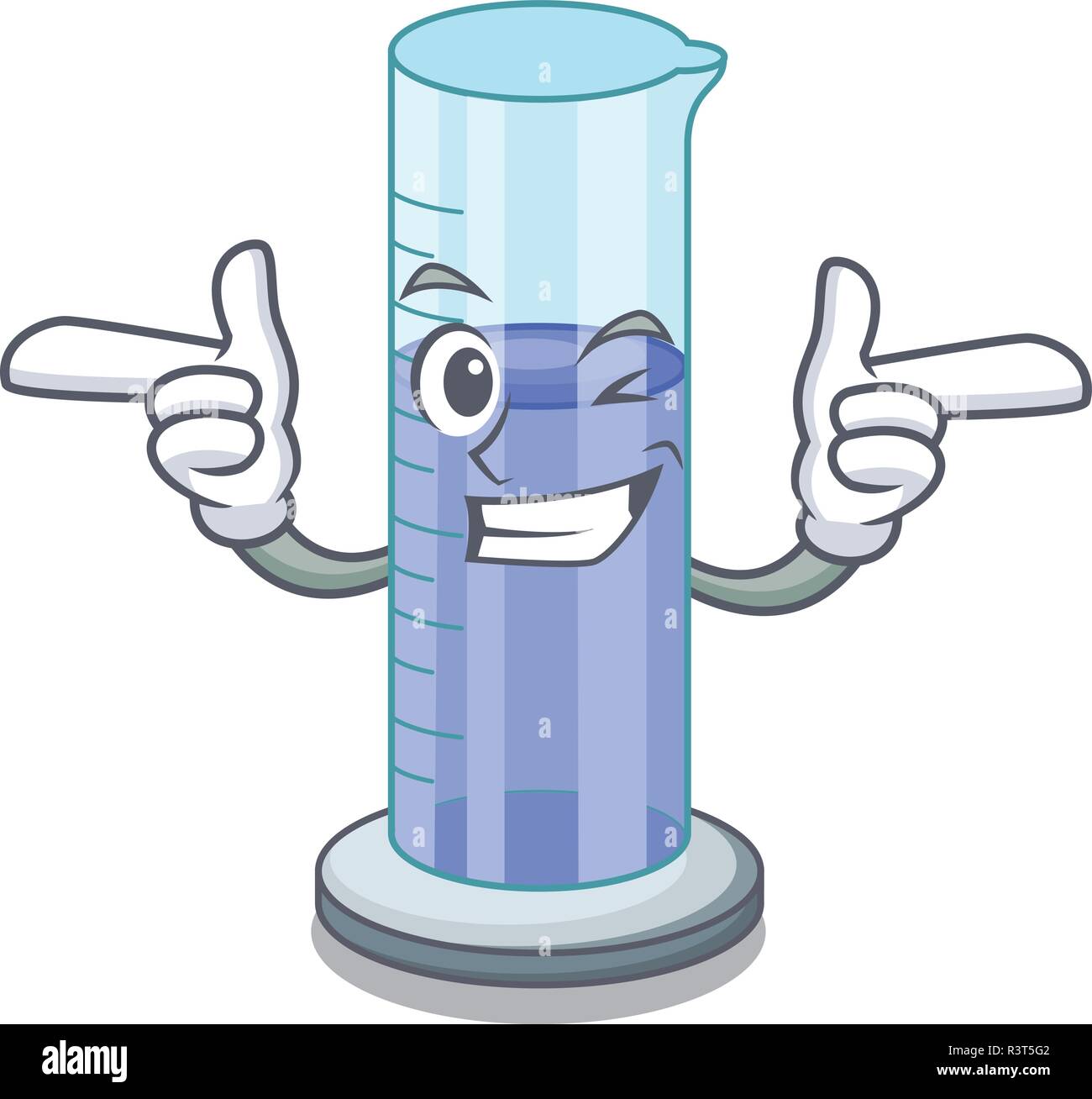 Wink graduated cylinder icon in outline character Stock Vector
