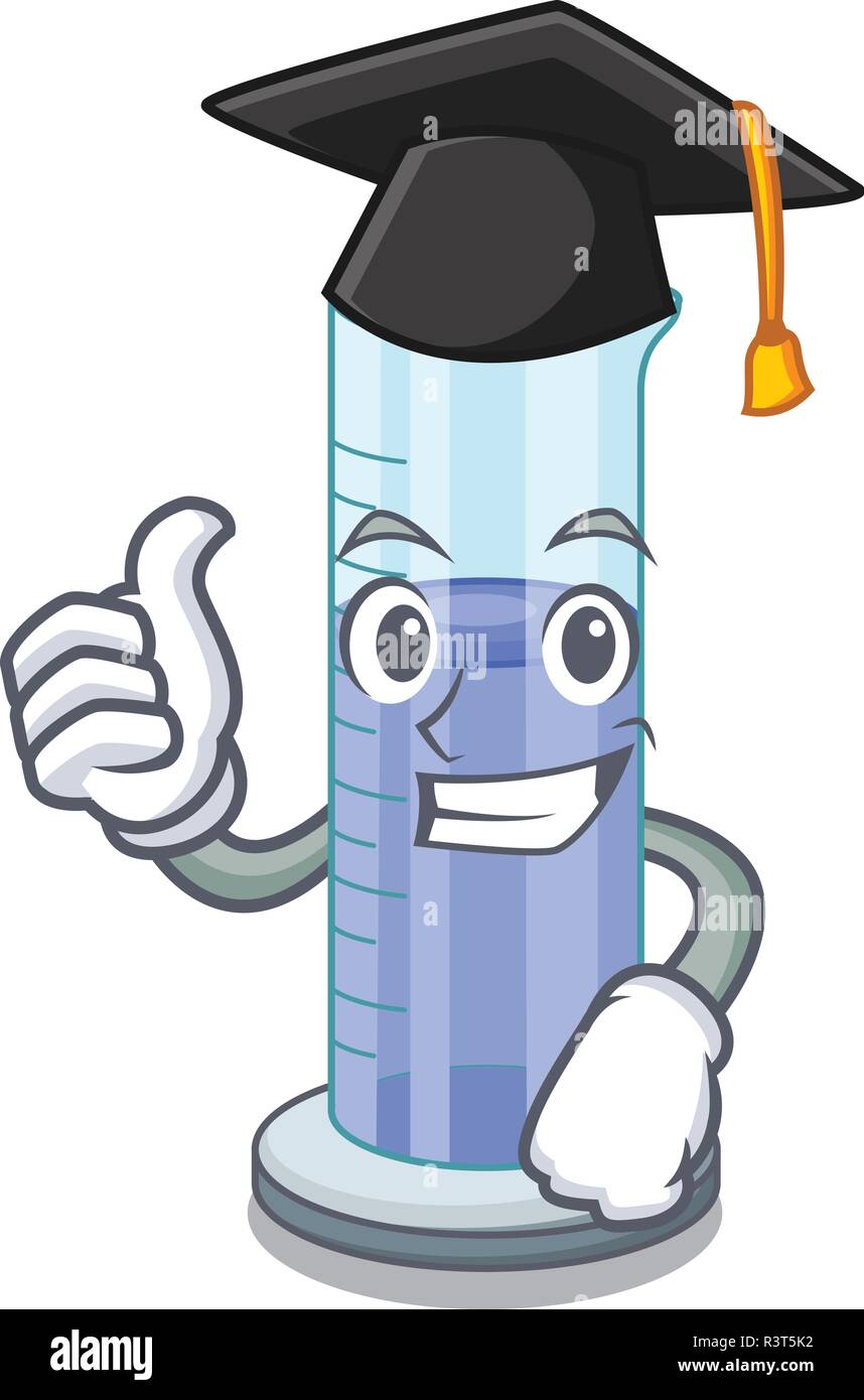 Graduation graduated cylinder icon in outline character Stock Vector