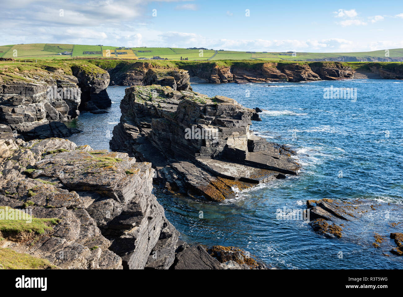 Great Britain, Scotland, Orkney Islands, Birsay, rocky cliffs on the north coast of Mainland Stock Photo