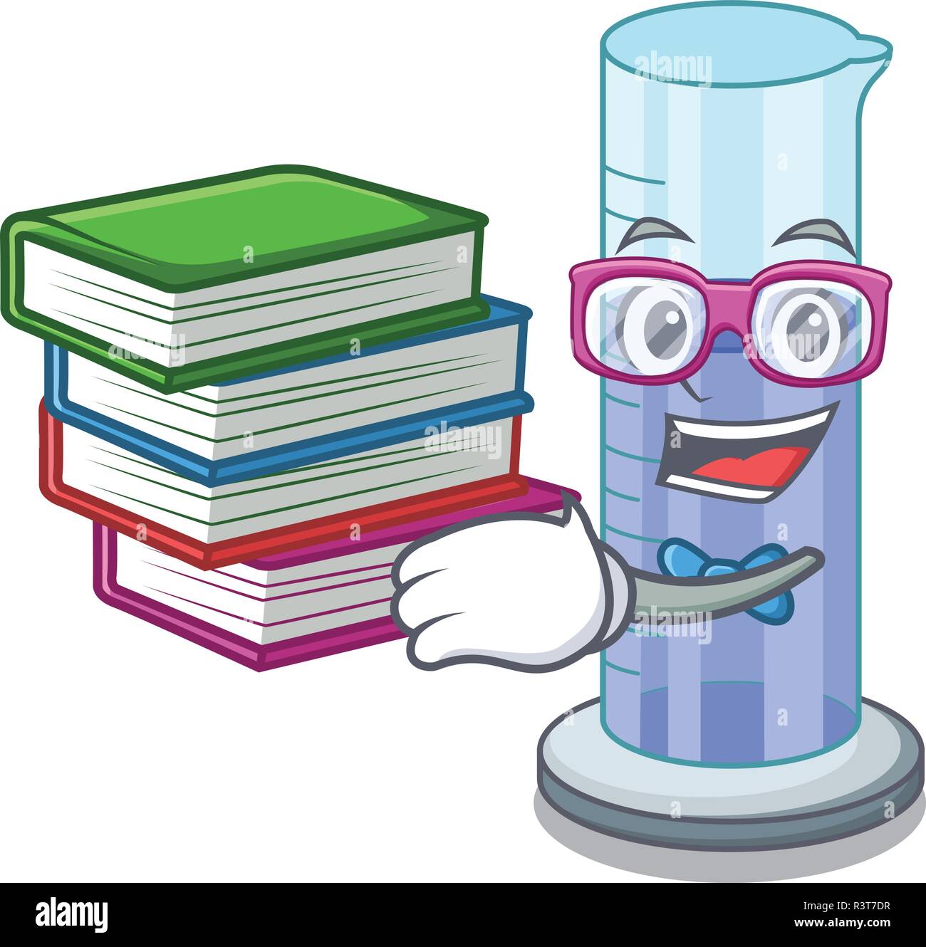 Student with book graduated cylinder on for cartoon trial Stock Vector  Image & Art - Alamy