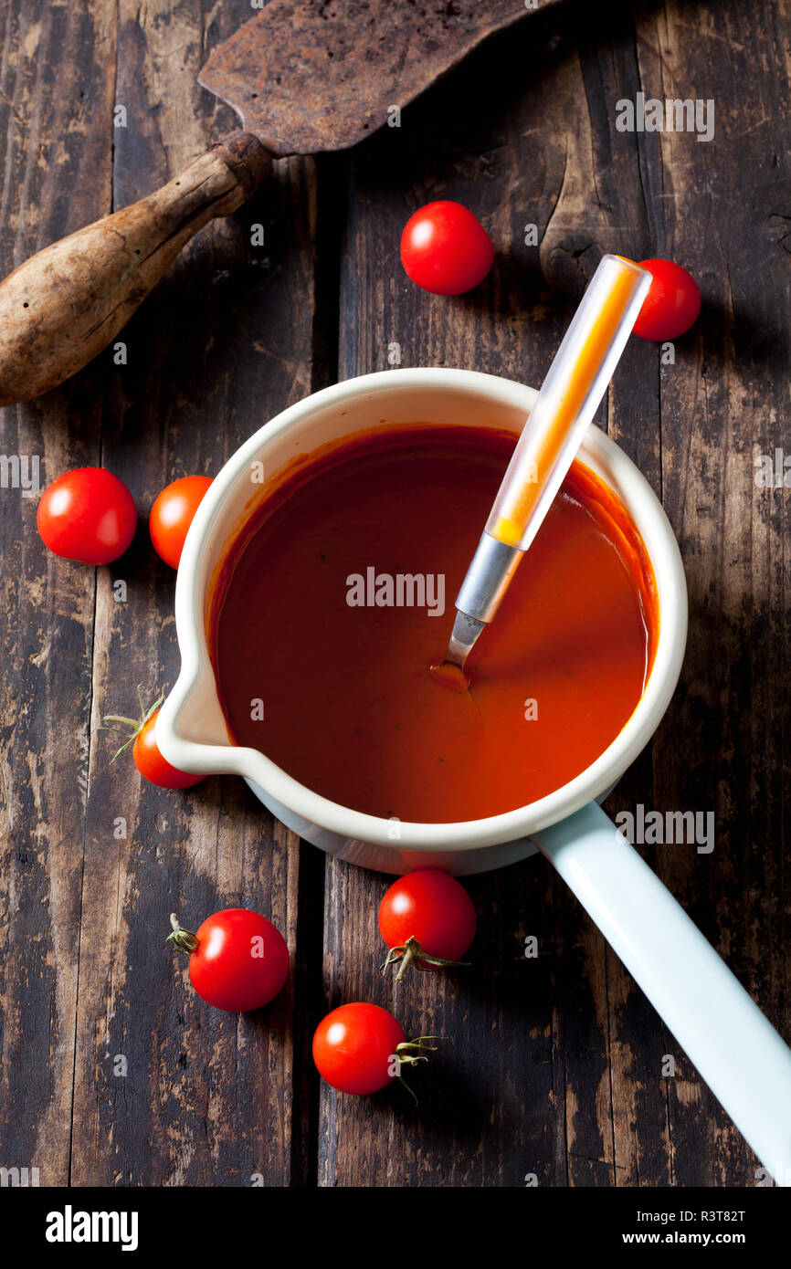 Casserolle with tomato soup Stock Photo