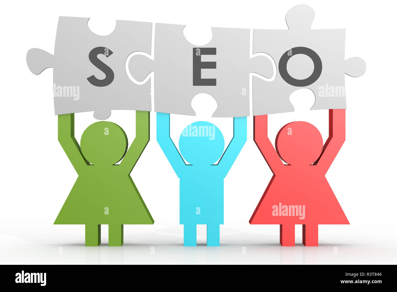 SEO - Search Engine Optimization puzzle in a line Stock Photo