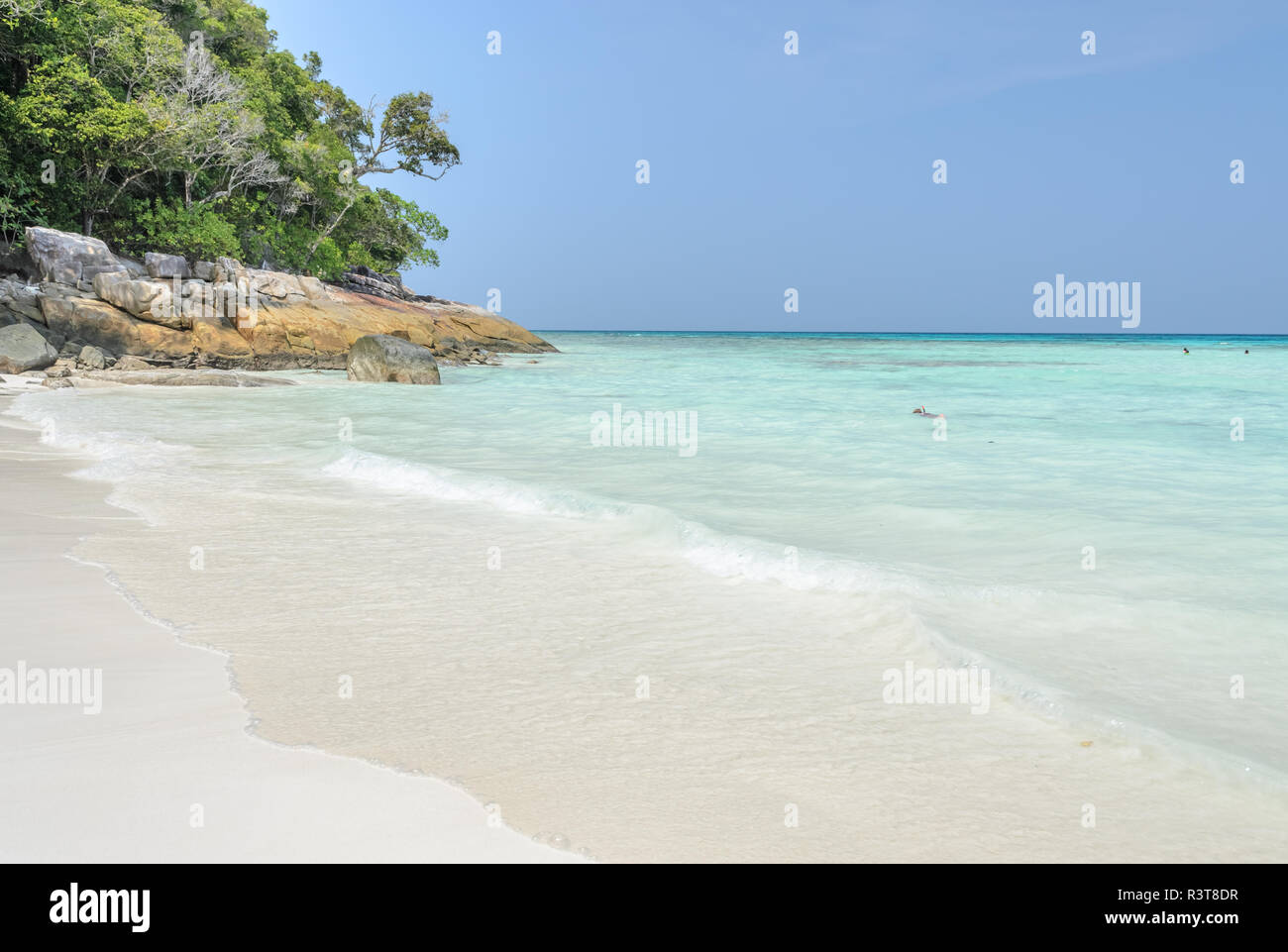 White sand beach of tropical crystal clear water of Tachai island, Thailand Stock Photo