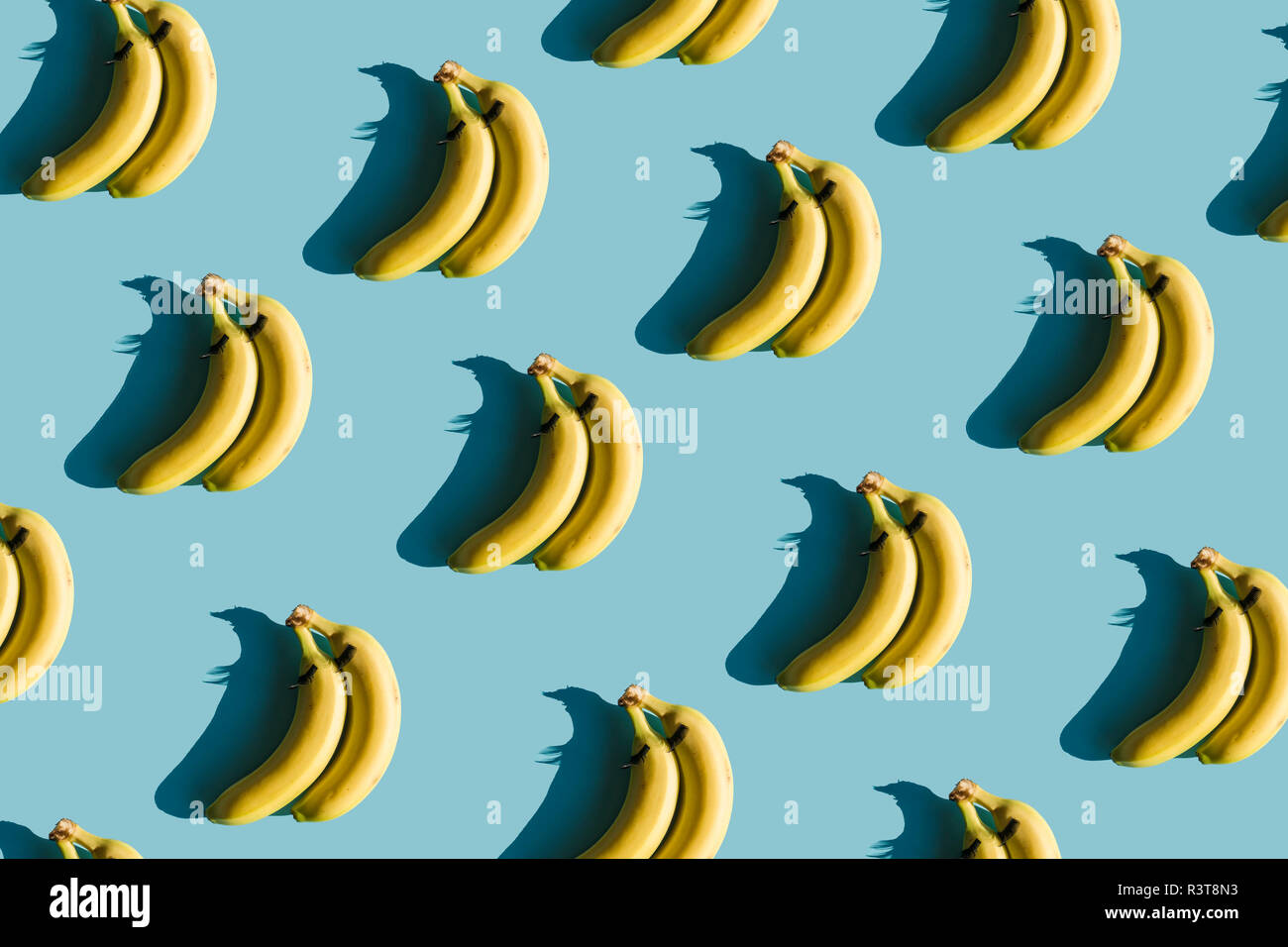 3D Rendering, bananas with fake eyelashes and a couple backwards composition Stock Photo