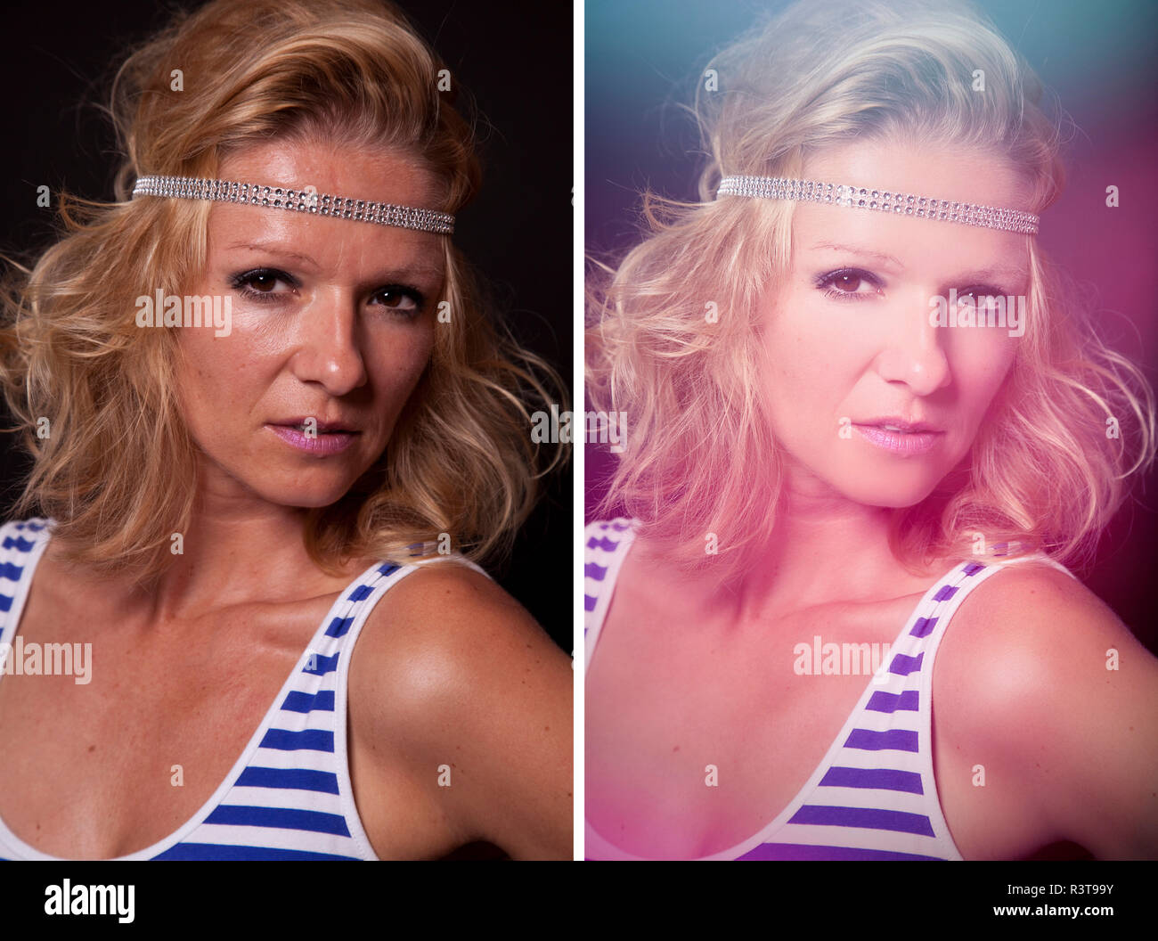 image processing compared portrait Stock Photo - Alamy