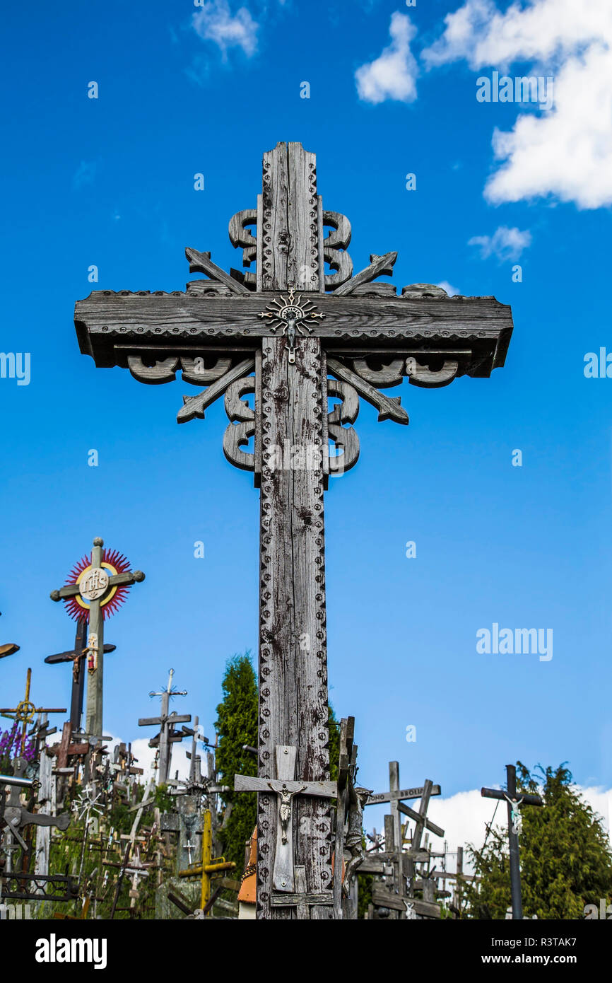 Lithuania, Lietuva, near Siauliai. Hill of Crosses, site for Catholic and Christian pilgrimage Stock Photo