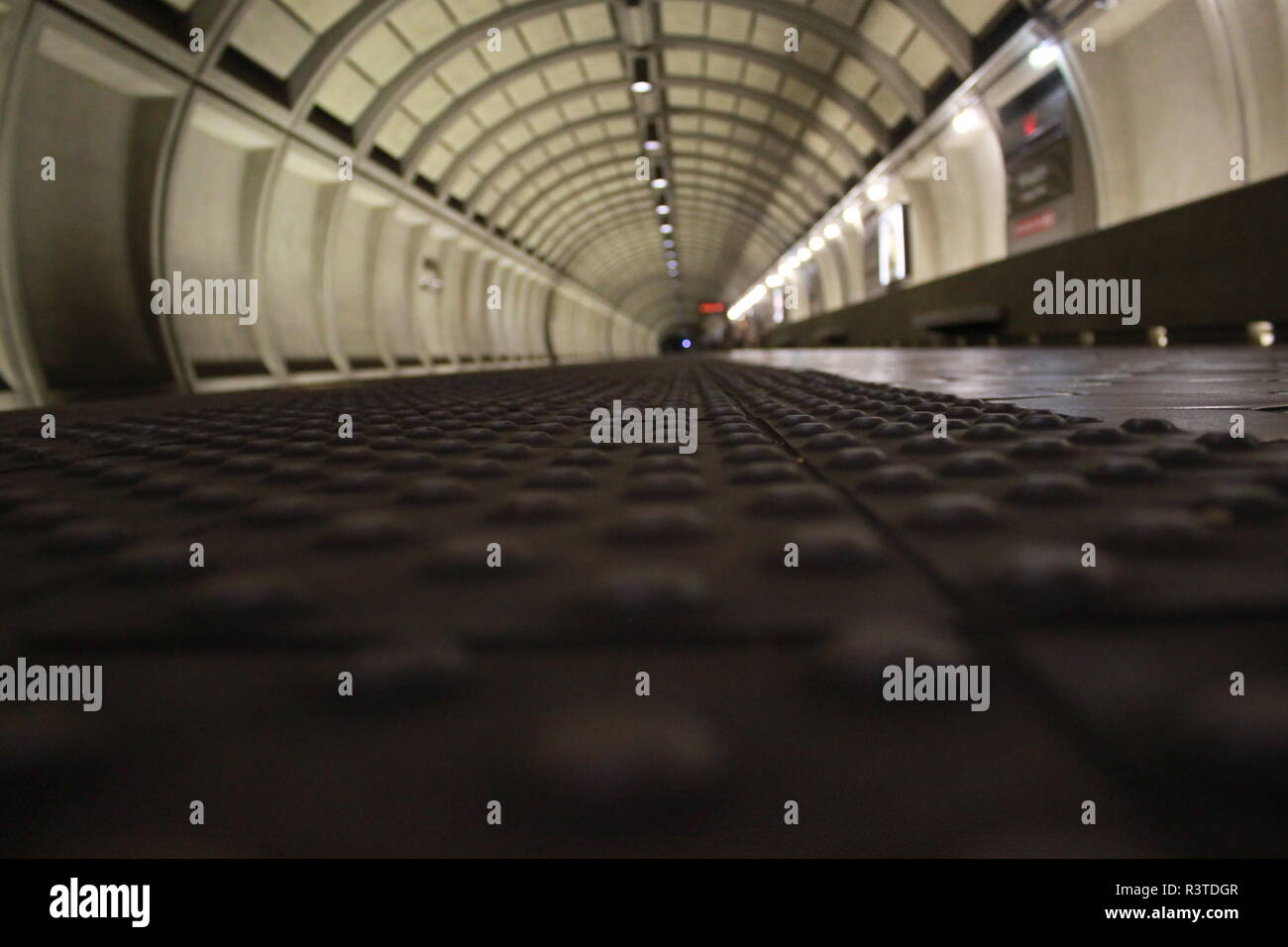 ADA compliant bumpy tiles at Wheaton Metro Station, Wheaton, MD Stock Photo
