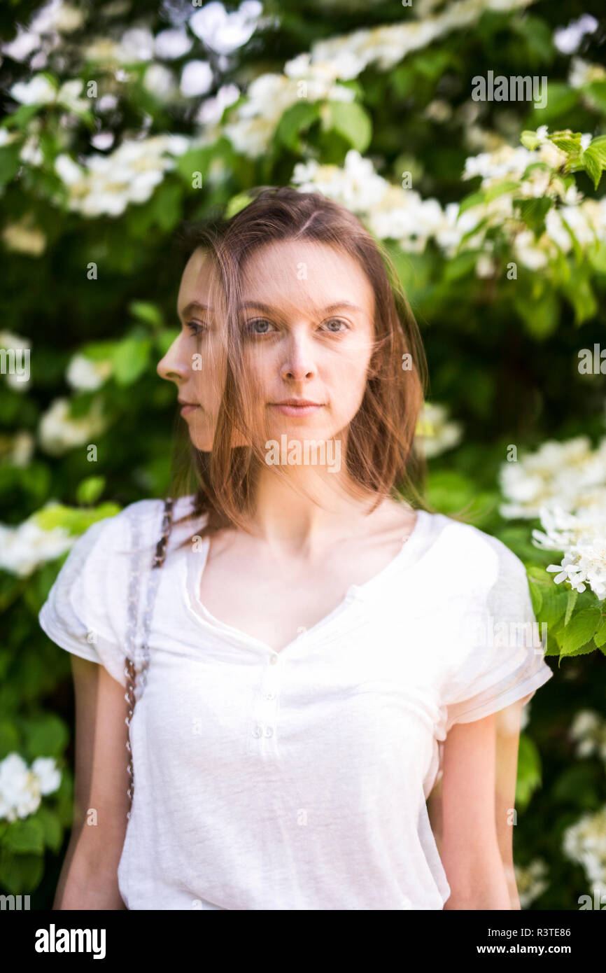Double exposure portrait of young woman outdoors Stock Photo - Alamy