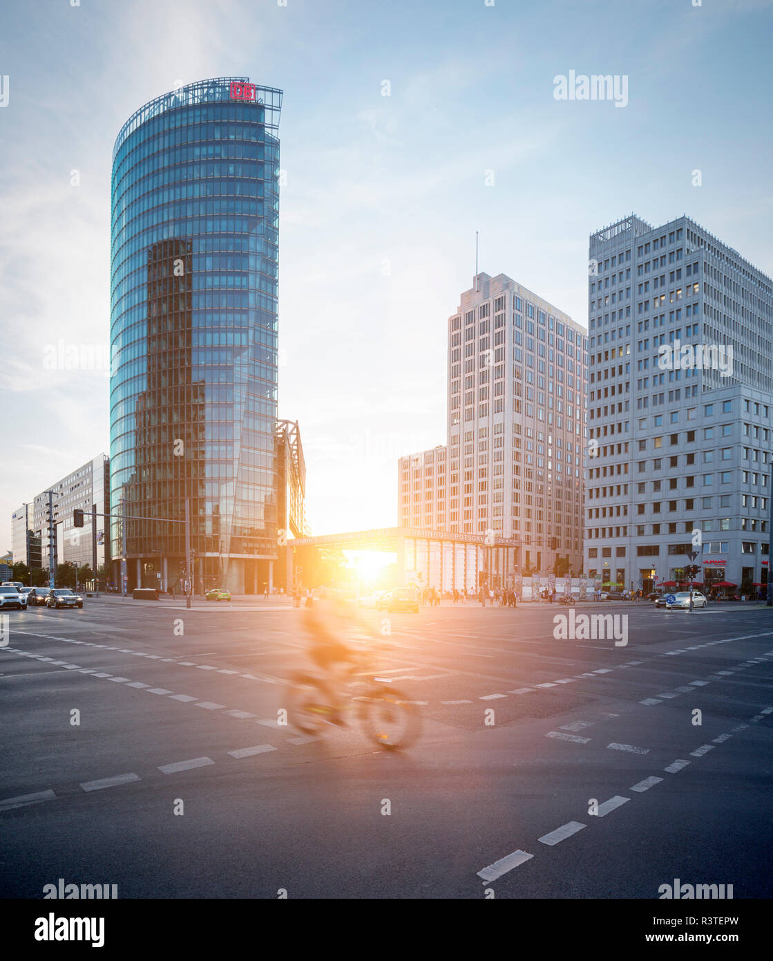 Germany, Berlin, crossroad at Potsdamer Platz at twilight Stock Photo