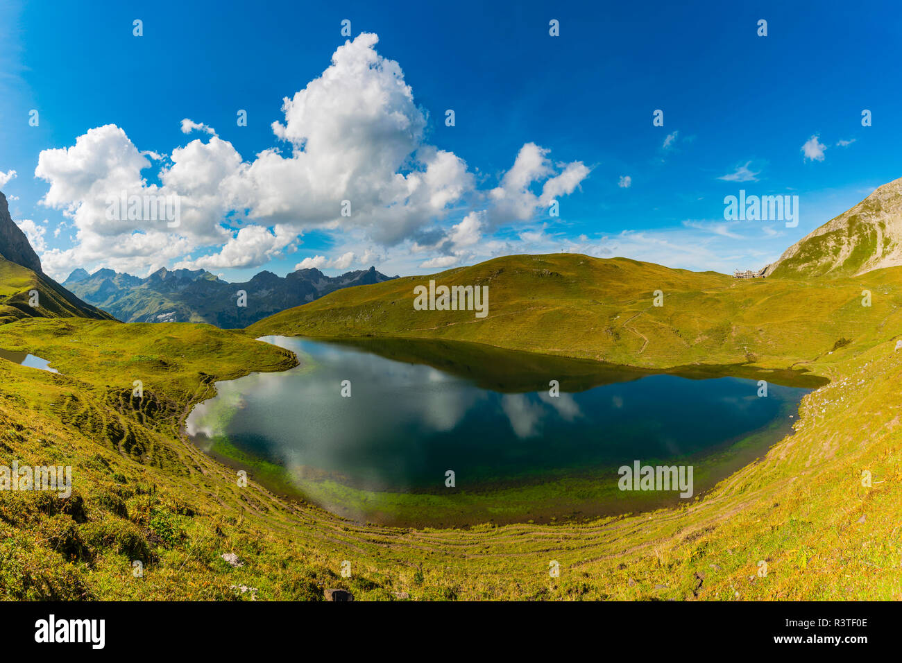 Germany, Bavaria, Allgaeu, Allgaeu Alps, Lake Rappensee, right Rappensee hut Stock Photo