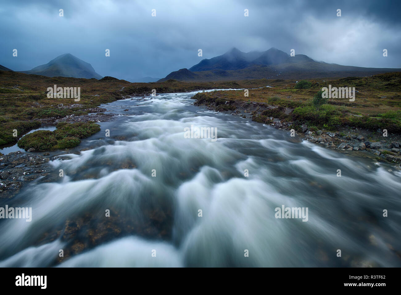 United Kingdom, Scotland, Scottish Highlands, Isle Of Skye, Cuillin Mountains, Sligachan River Stock Photo
