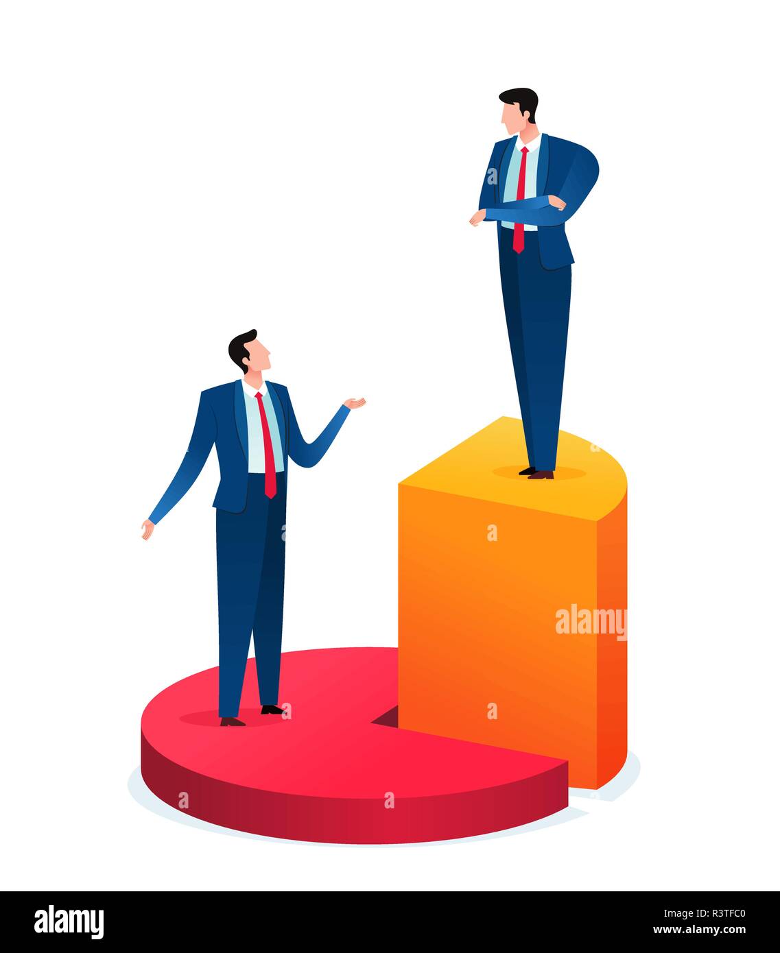 questioning business sharing result Stock Vector