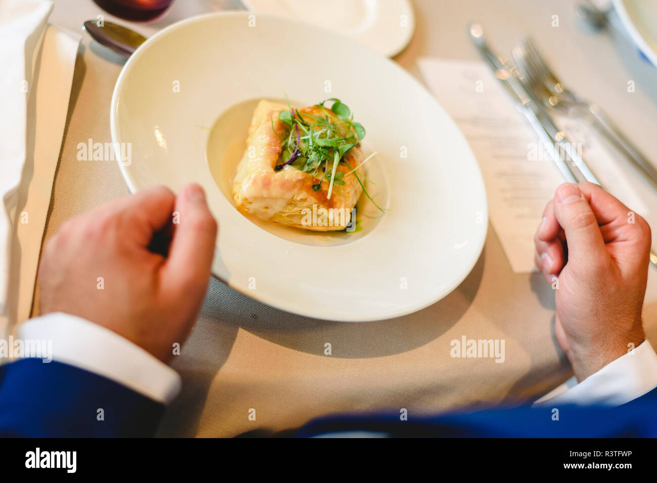 Catering services with snacks, appetizers and entrees in the restaurant