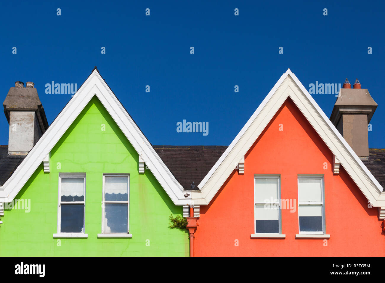 UK, Northern Ireland, County Antrim, Whitehead, colorful houses Stock