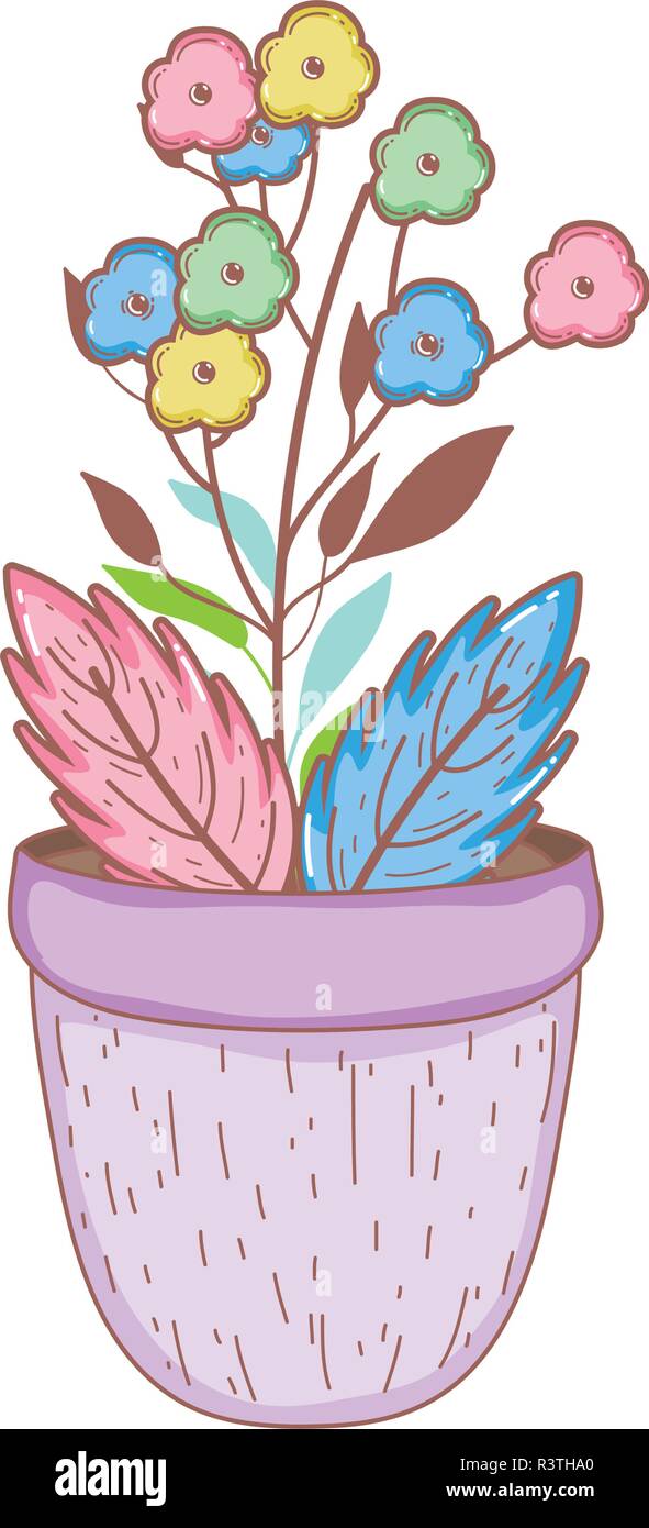 flowers in garden pot vector illustration design Stock Vector Image ...