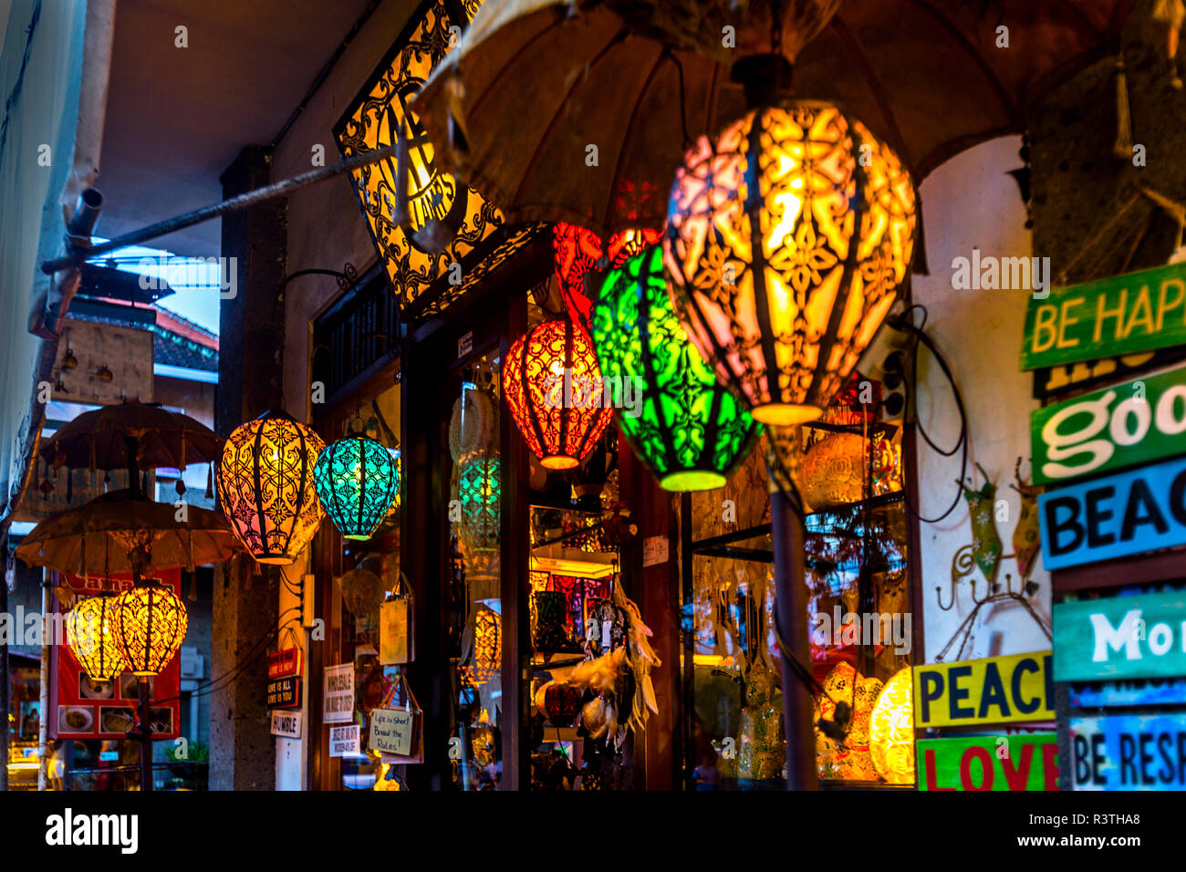 Colorful lantern lights hanging in Indonesia similiar to Vietnam Stock Photo - Alamy