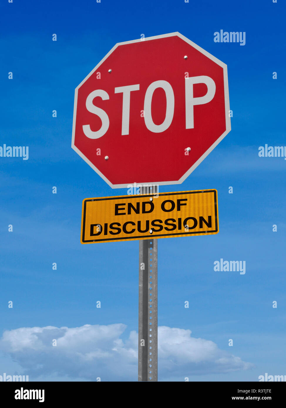 stop sign end discussion Stock Photo - Alamy