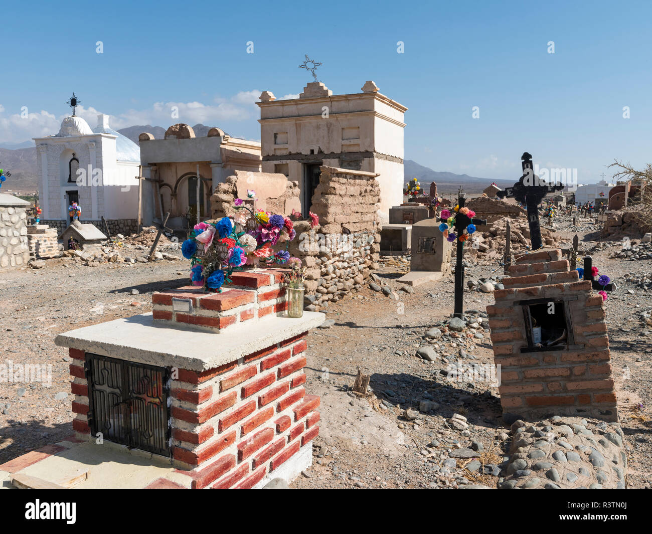 Traditional cemetery. Small town of Cachi in the Valles Calchaquies region, Salta Province. South America, Argentina (Editorial Use Only) Stock Photo