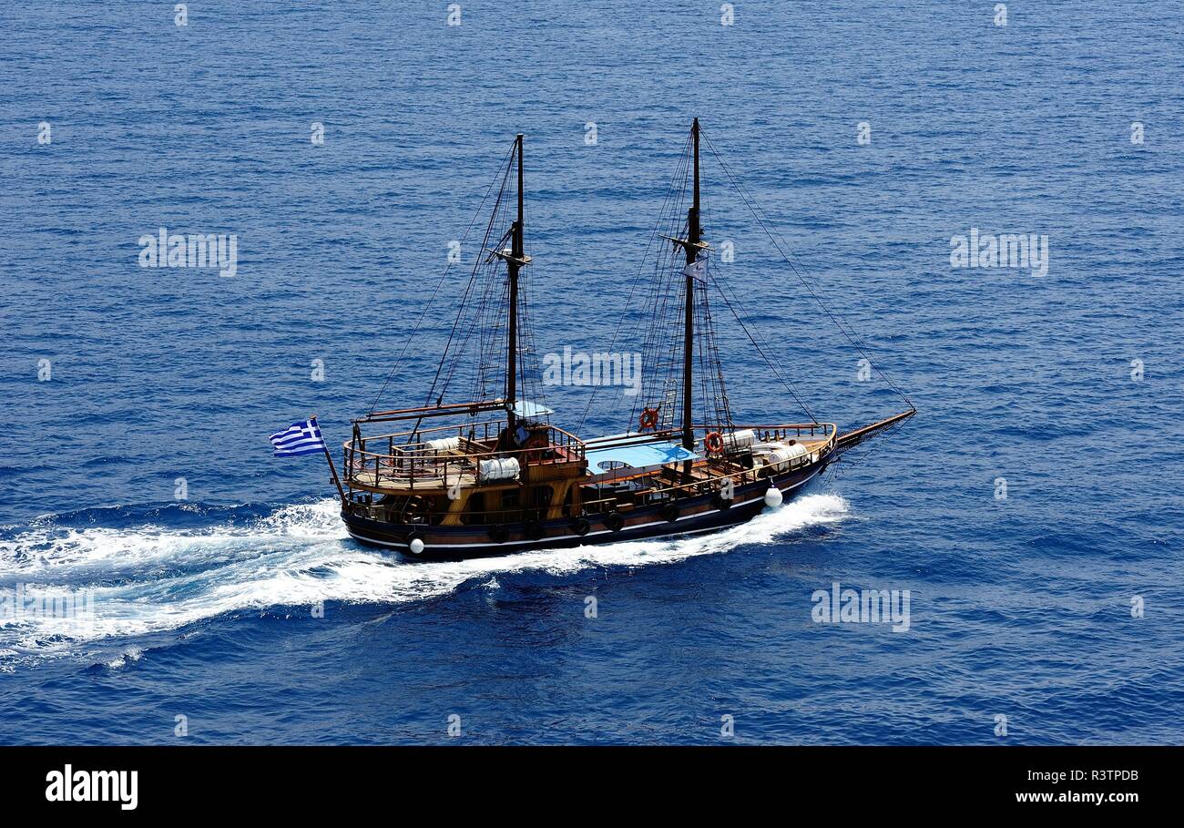 Greek double mast sailing boat in the Aegean Sea Stock Photo - Alamy