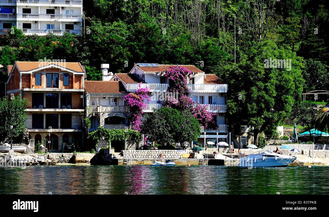 Image showcasing Waterfront apartments on the bay of Kotor Stock Photo - Alamy